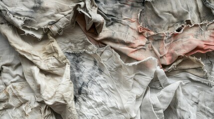 Poster - Wrinkled and crumpled gray fabric textures, highlighting the rough and aged surface with intricate details.