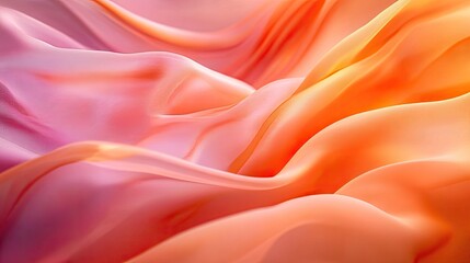 The soft, luxurious feel of orange and pink fabrics captured as a background, with gentle folds and warm hues adding depth and richness to the scene.