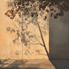 The urban landscape comes alive as long shadows dance across a textured wall, the golden hour adding depth to the scene