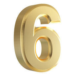 Sticker - Gold 3D Number 6