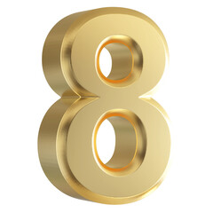 Poster - Gold 3D Number 8