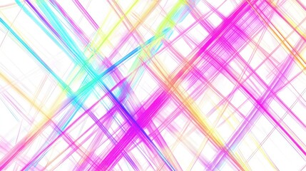 Poster - Abstract grid pattern bright neon colors isolated white background