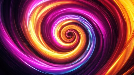 Wall Mural - Dynamic spiral pattern vibrant neon colors abstract design empty white background