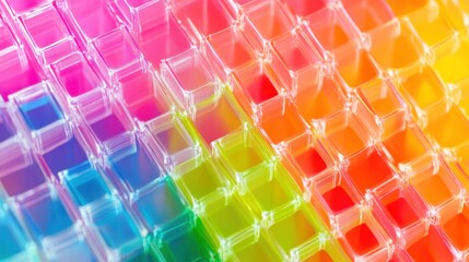Aufkleber - Abstract grid pattern bright neon colors isolated white background