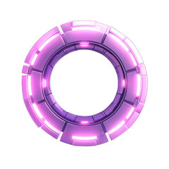 Wall Mural - A futuristic purple neon ring featuring glowing lights, perfect for sci-fi themes, digital art, and modern design. transparent background