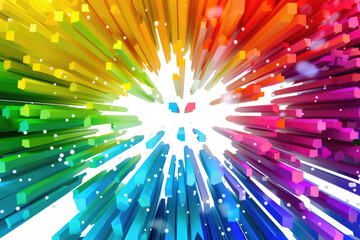 Poster - rainbow colored stripes explosion isolated on white or transparent png