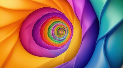 Poster - Dynamic spiral pattern vibrant neon colors abstract design empty white background