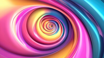 Poster - Dynamic spiral pattern vibrant neon colors abstract design empty white background