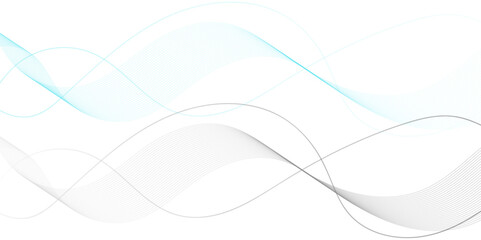 Poster - Abstract gray wave dynamic curve lines on transparent background with flowing particles.  Classic banner template pattern for social media and web sites. Blue wavy lines. Wave banner. 