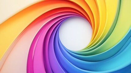 Poster - Abstract spiral design vibrant rainbow colors empty white background
