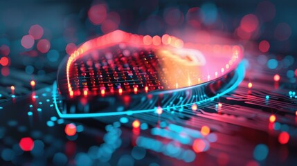A conceptual image of a shield with binary code patterns, symbolizing the protection against cyber threats and data breaches.