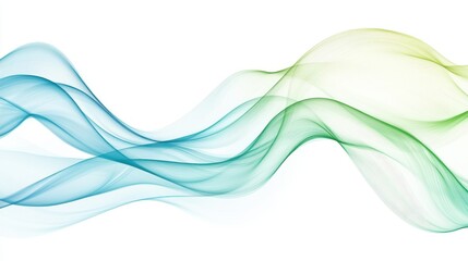 Poster - Abstract wave pattern cool blue and green tones empty white background