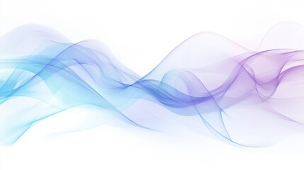 Poster - Abstract waves of light soft blue and purple empty white background