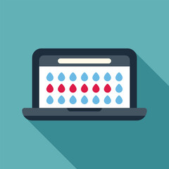 Poster - Menstrual cycle tracking app displayed on a laptop screen, helping women monitor their periods and fertility