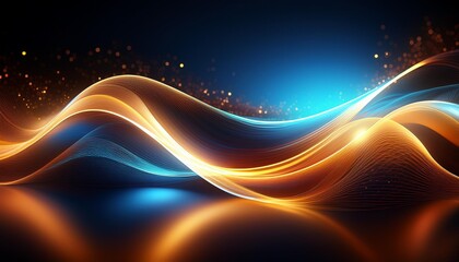 Wall Mural - Abstract Wave of Shining Light A Bright, Smooth, and Glowing Decoration on a Dark, Shiny Background