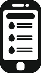 Poster - Black and white icon of a smartphone displaying a water drinking reminder, promoting hydration and well being