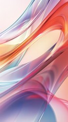 Poster - Abstract pastel-colored background with flowing, translucent waves in shades of pink, purple, and blue.