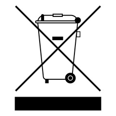 Caution special disposal required icon for packaging and box. Don't throw in the trash bin symbol. Waste bin electrical  electronic equipment recycling sign . Isolated vector illustration