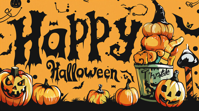 Spooky Halloween stickers with ghosts and pumpkins, ideal for a fun Happy Halloween theme.