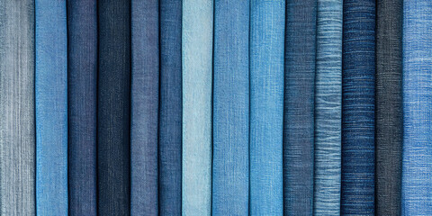 Denim texture pattern background. Various jeans textures of denim fabric of different colors.