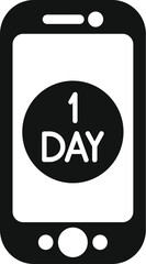 Poster - Black and white icon of a smartphone with a notification showing one day remaining