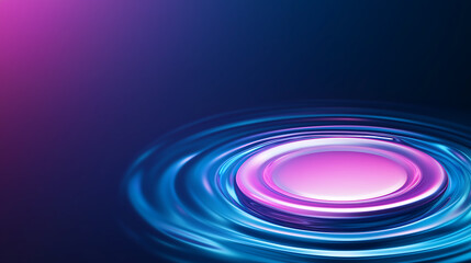 Poster - An abstract digital art piece featuring a glowing ripple effect in vibrant pink and blue hues