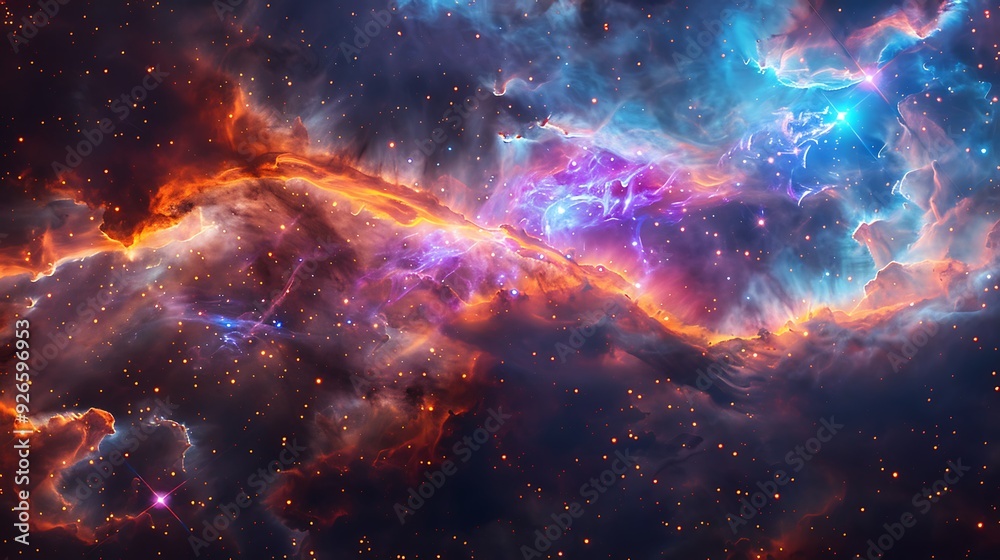 A supernova remnant with vibrant gas clouds and expanding debris ...