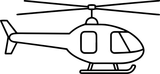 Wall Mural - Military helicopter silhouette vector illustration, line art, outline