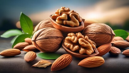 Walnut nut healthy organic snack natural protein tasty food almonds