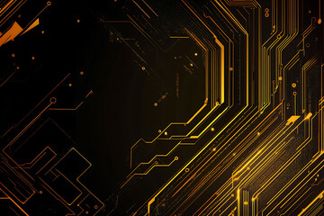 A modern abstract design featuring gold lines and dots representing network science and technology on a high-tech dark background. Ideal for templates, web design, and presentations