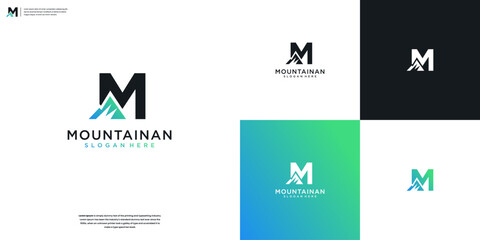 Wall Mural - Abstract letter M and mountain logo icon design inspiration