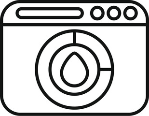 Poster - Simple black and white vector of a website showing a washing machine control panel icon