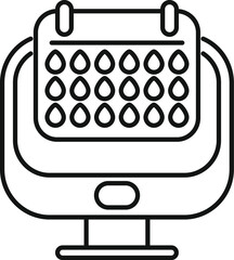 Poster - line icon of a period tracker app displaying a calendar with marked ovulation days