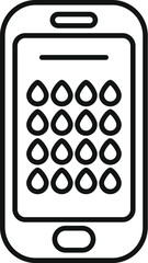 Poster - outline style icon depicting a smartphone with water drops displayed on the screen