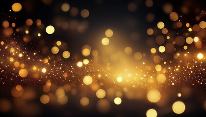 Wall Mural - Bright abstract christmas black sparkle light shiny glowing bokeh shine gold background