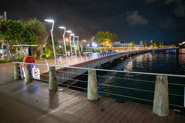 Canvas Print - Singapore night lights along Sentosa Boardwalk