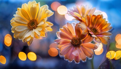 Wall Mural - Flowers glass background