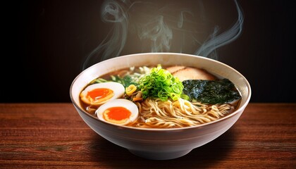 hot soup ramen food japanese vegetable meal bowl background noodle asian. Generative AI.