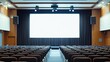 © jambulart - Empty auditorium with a screen and chairs.
