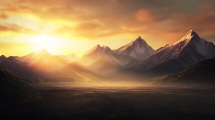 Wall Mural - Majestic Mountain Sunset Landscape