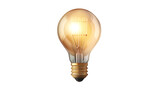 Classic light bulb with a glowing filament, detailed and realistic, isolated on a white background
