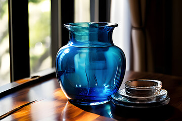 Canvas Print - blue glass bottle