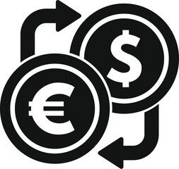 Poster - This black and white icon conveys the concept of currency exchange
