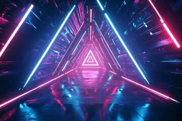 Wall Mural - Neon Triangle Tunnel.