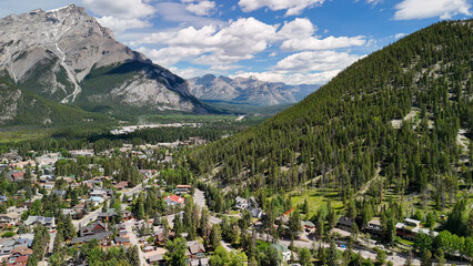 Wall Mural - Aerial view of Banff Town on a beautiful summer day. Alberta - Canada