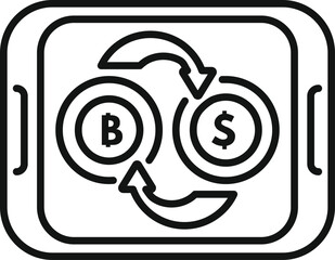 Poster - Cryptocurrency exchange concept with a smartphone converting bitcoin to dollar