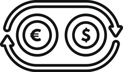 Sticker - Euro dollar exchange rate trading currency conversion icon showing the exchange of euro and dollar