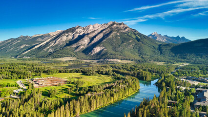 Poster - Aerial view of Banff Town on a beautiful summer day. Alberta - Canada