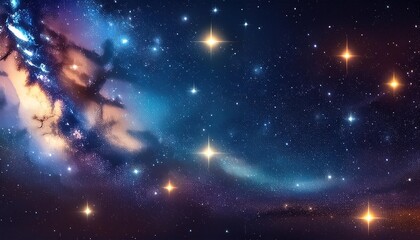 Wall Mural - deep space shining stars in night sky, constellation star field, galaxy with milky way