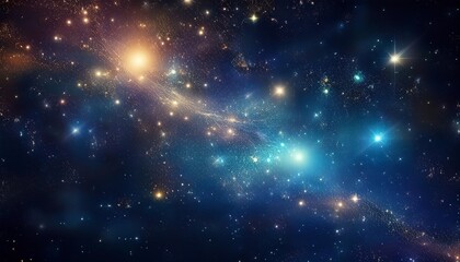 Wall Mural - deep space shining stars in night sky, constellation star field, galaxy with milky way